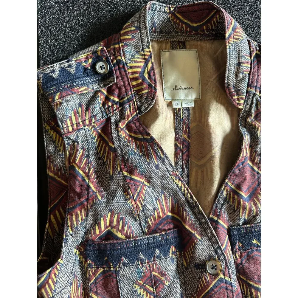 Anthropologie Elevenses Geo Safari Style Belted vest  XS